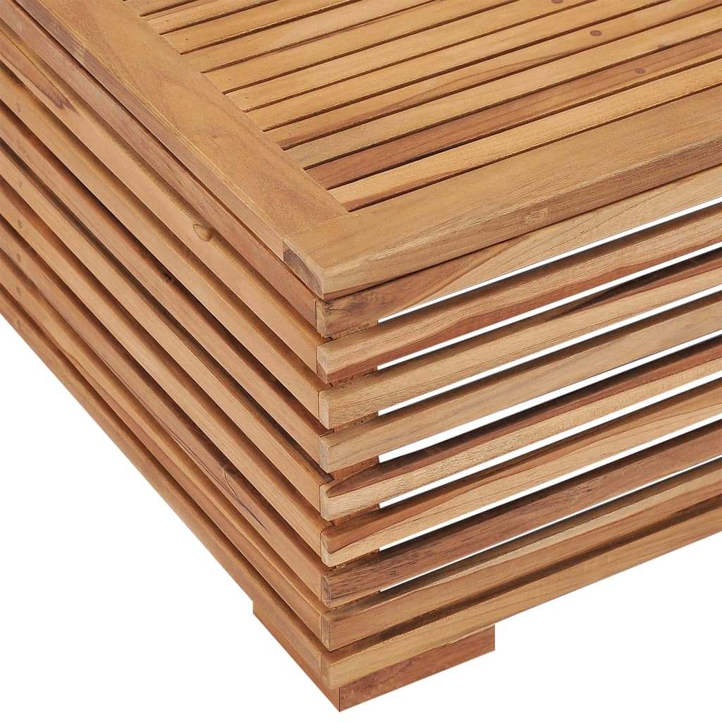 Gartentisch und Fußhocker Set mit Dunkelgrauem Kissen Teakholz