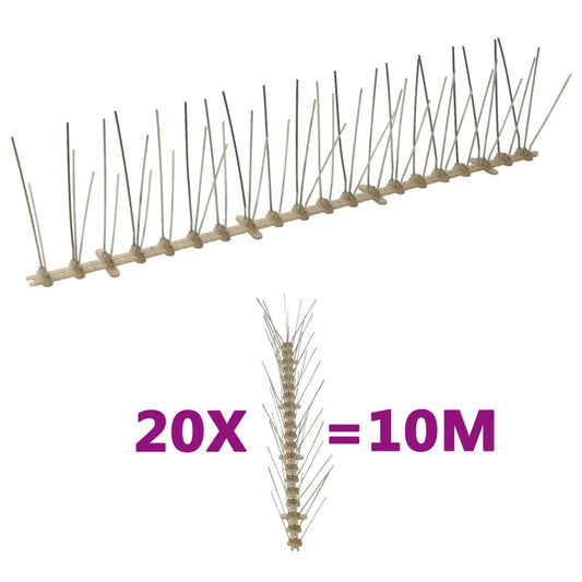 20-tlg. Vogelabwehr-Spikes-Set 10 m Kunststoff 5-reihig