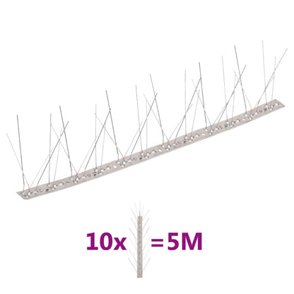 10-tlg. Taubenabwehr Spikes-Set Edelstahl 5 m 5-reihig
