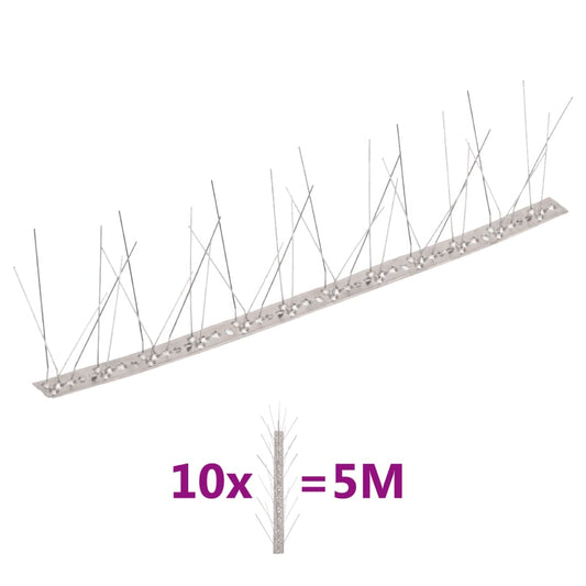 10-tlg. Taubenabwehr Spikes-Set Edelstahl 5 m 5-reihig