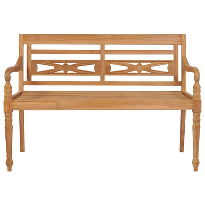 Batavia-Gartenbank mit Beigem Kissen 120 cm Teak Massivholz