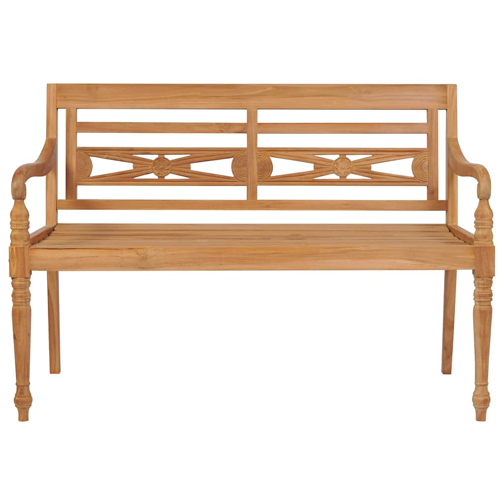 Batavia-Gartenbank mit Grünem Kissen 120 cm Teak Massivholz