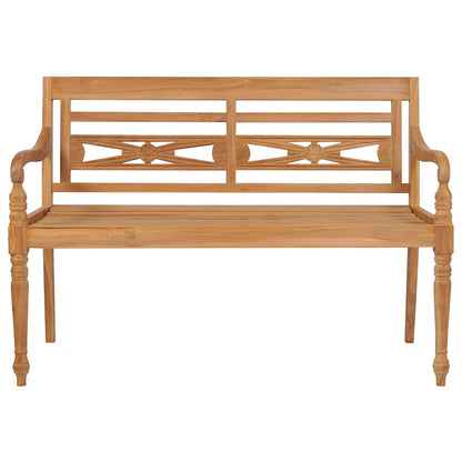 Batavia-Gartenbank mit Rotem Kissen 120 cm Teak Massivholz