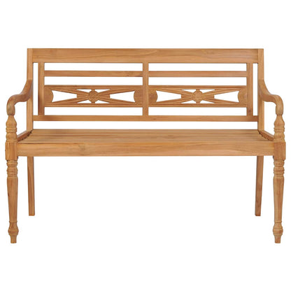 Batavia-Gartenbank mit Taupe Kissen 120 cm Teak Massivholz