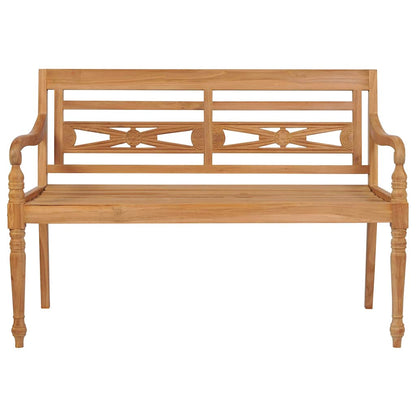 Batavia-Gartenbank mit Königsblauem Kissen 120 cm Teak Massiv