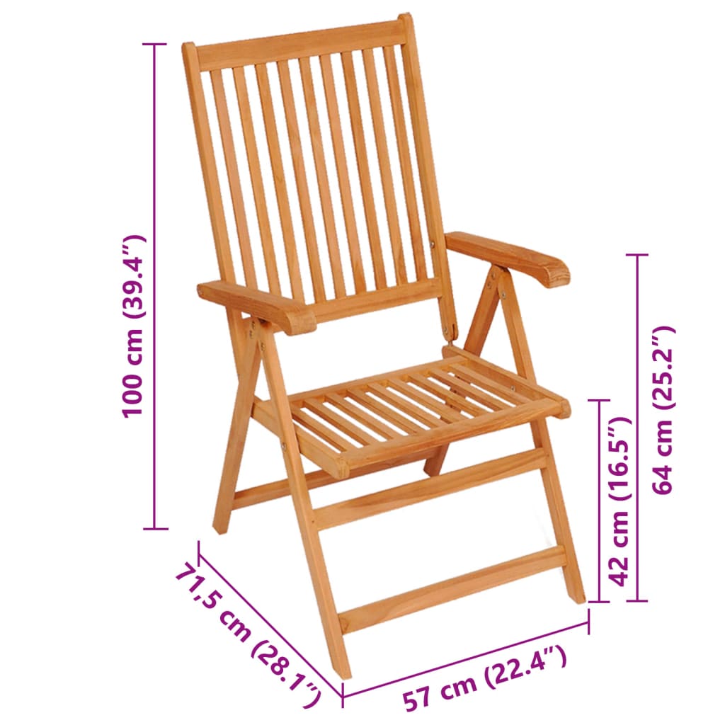 Gartenstühle 2 Stk. Graue Karomuster Kissen Massivholz Teak