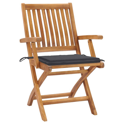 Gartenstühle 2 Stk. mit Anthrazit Kissen Massivholz Teak