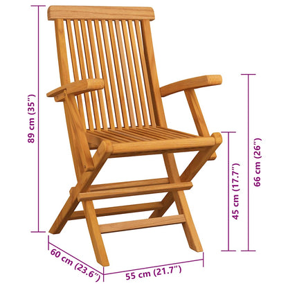 Gartenstühle mit Anthrazit Kissen 3 Stk. Massivholz Teak