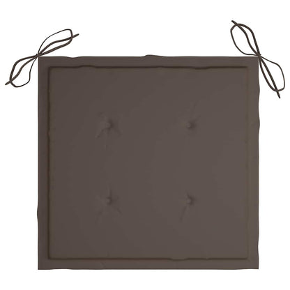 Gartenstühle mit Taupe Kissen 3 Stk. Massivholz Teak