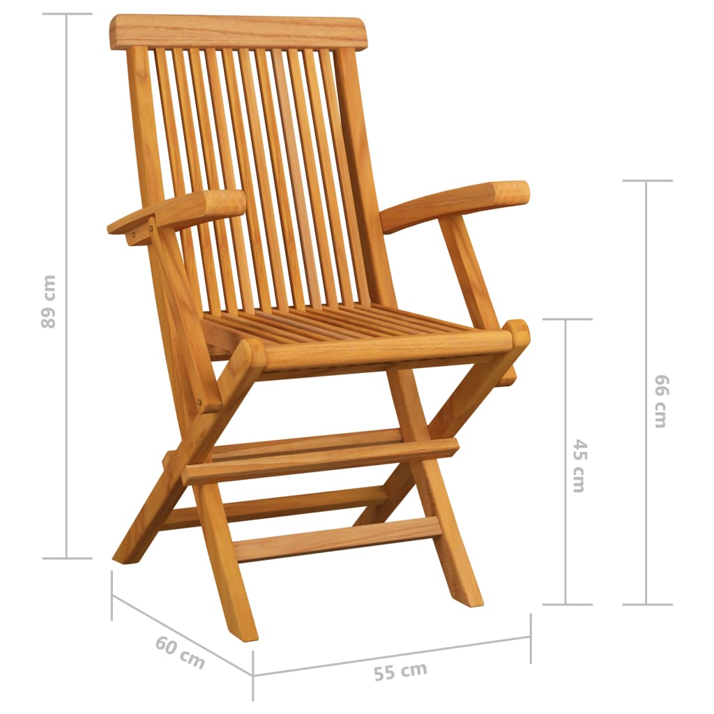 Gartenstühle Graue Karomuster-Kissen 3 Stk. Massivholz Teak