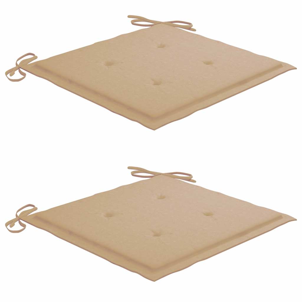 Schaukelstuhl mit Beige Kissen Massivholz Teak