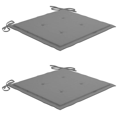 3-tlg. Bistroset mit Grauen Kissen Massivholz Teak