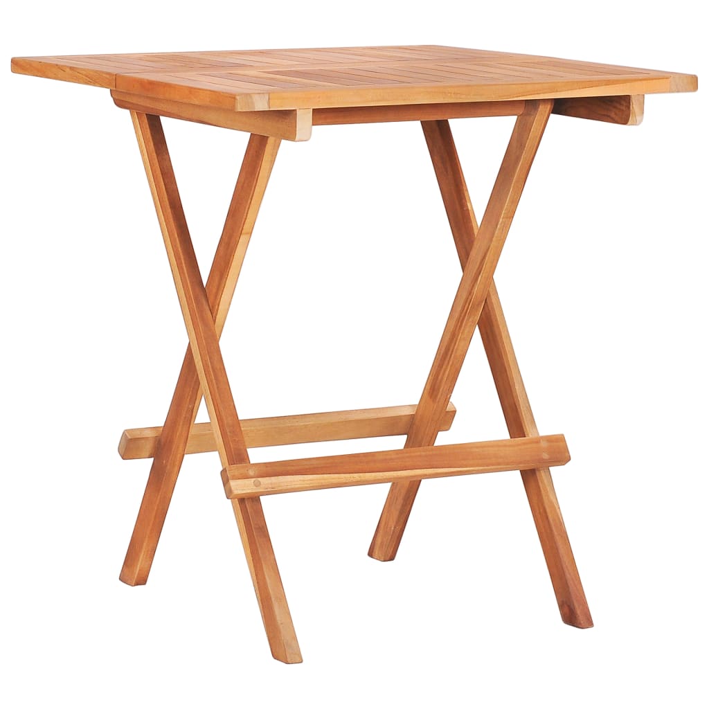 3-tlg. Bistro-Set mit Kissen Grau Karomuster Massivholz Teak