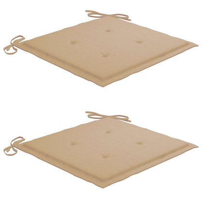 Gartenstühle 2 Stk. mit Beige Kissen Massivholz Teak