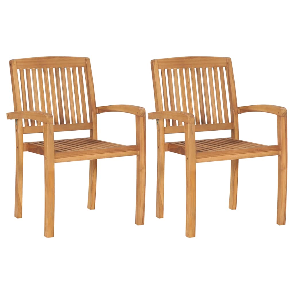 Gartenstühle 2 Stk. mit Taupe Kissen Massivholz Teak