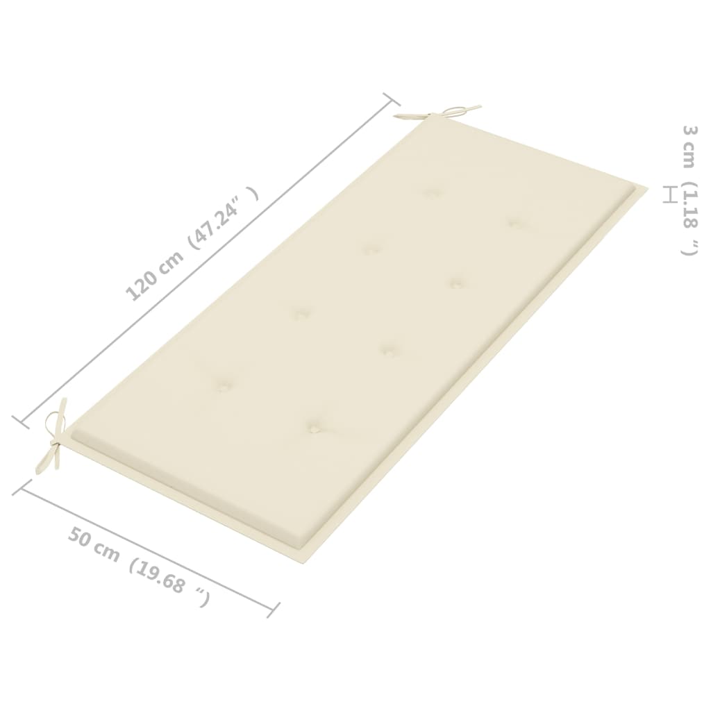 Stapelbare Gartenbank mit Auflage 128,5 cm Massivholz Teak