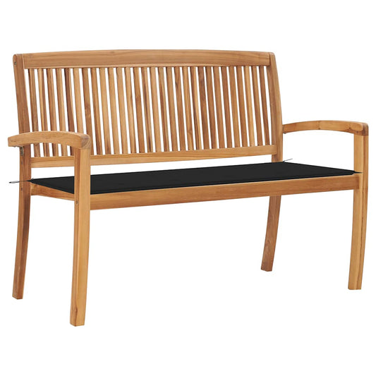 Stapelbare Gartenbank mit Auflage 128,5 cm Massivholz Teak