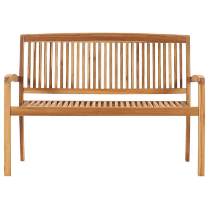 Stapelbare Gartenbank mit Auflage 128,5 cm Massivholz Teak
