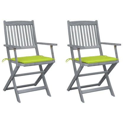 Klappbare Gartenstühle 2 Stk. mit Sitzkissen Massivholz Akazie