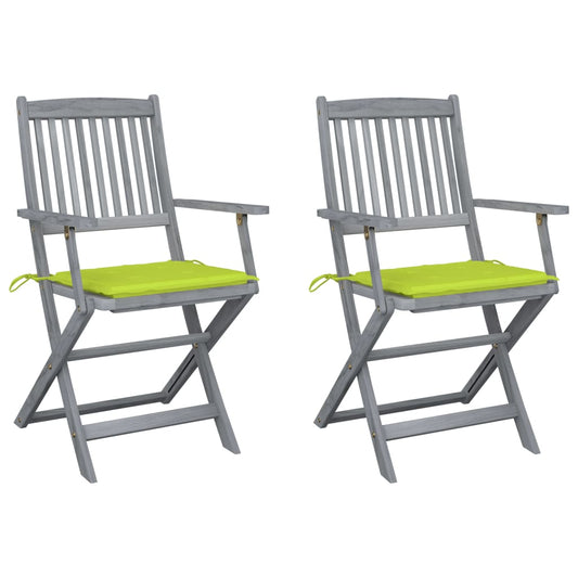 Klappbare Gartenstühle 2 Stk. mit Sitzkissen Massivholz Akazie