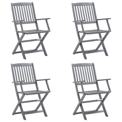 Klappbare Gartenstühle 4 Stk. mit Sitzkissen Massivholz Akazie