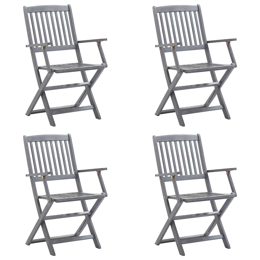 Klappbare Gartenstühle 4 Stk. mit Sitzkissen Massivholz Akazie