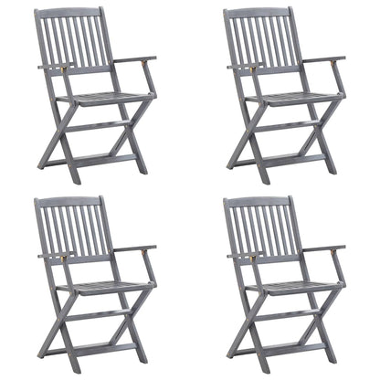 Klappbare Gartenstühle 4 Stk. mit Sitzkissen Massivholz Akazie