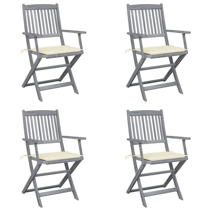 Klappbare Gartenstühle 4 Stk. mit Sitzkissen Massivholz Akazie