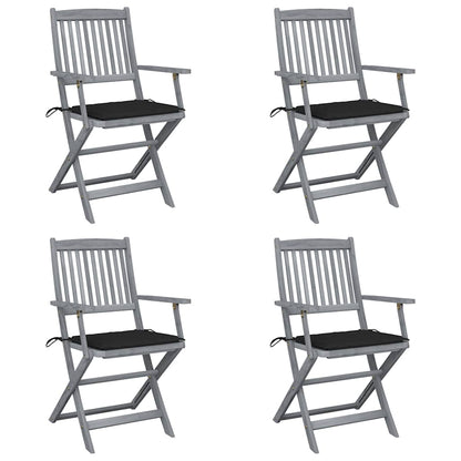 Klappbare Gartenstühle 4 Stk. mit Sitzkissen Massivholz Akazie