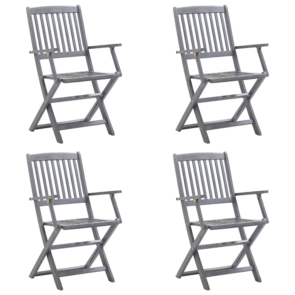Klappbare Gartenstühle 4 Stk. mit Sitzkissen Massivholz Akazie