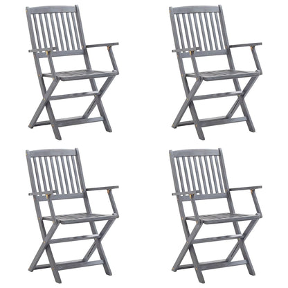 Klappbare Gartenstühle 4 Stk. mit Sitzkissen Massivholz Akazie