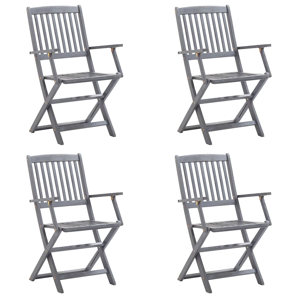 Klappbare Gartenstühle 4 Stk. mit Sitzkissen Massivholz Akazie