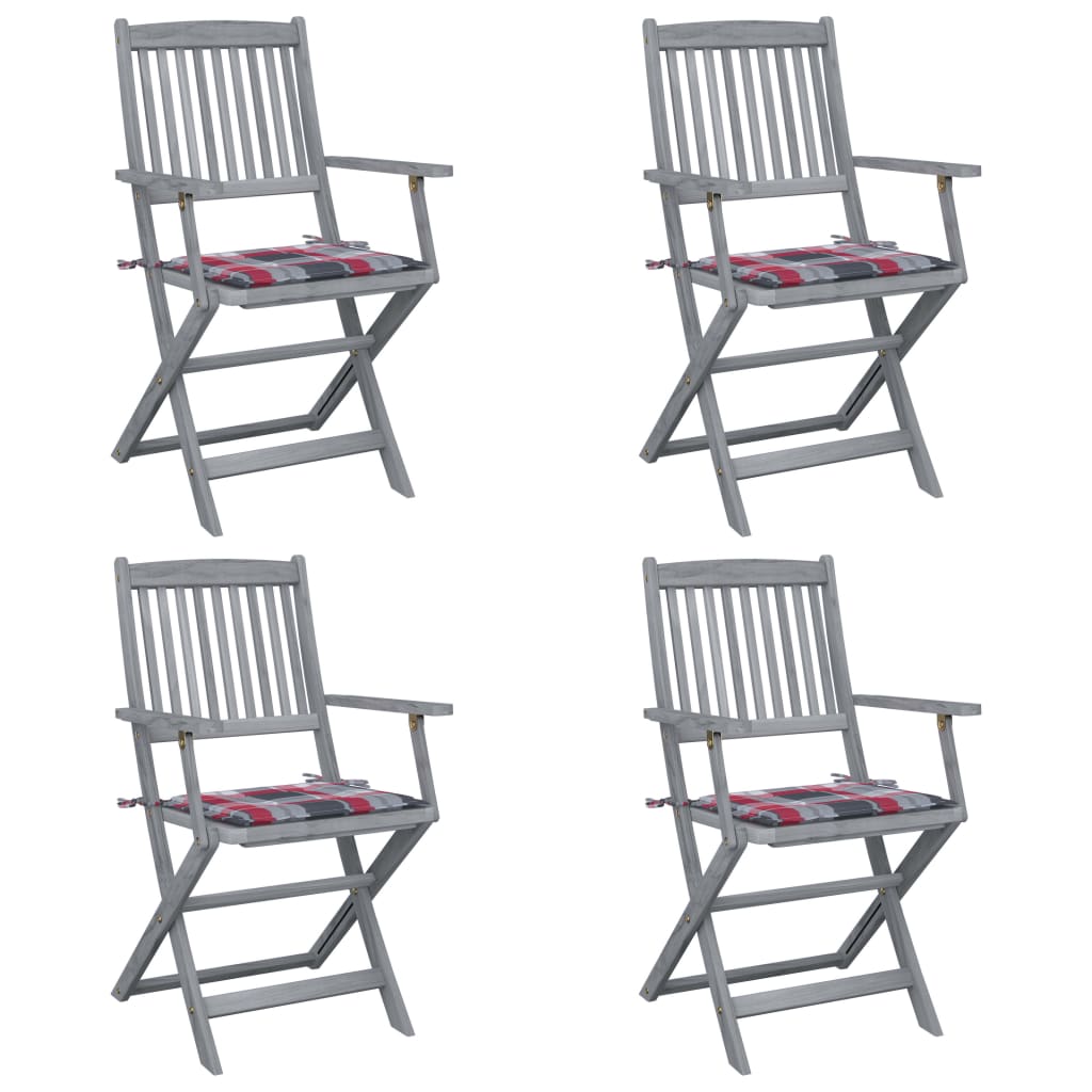 Klappbare Gartenstühle 4 Stk. mit Kissen Massivholz Akazie