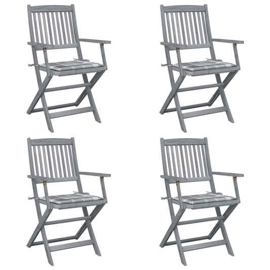 Klappbare Gartenstühle 4 Stk. mit Kissen Massivholz Akazie