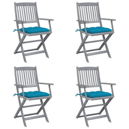 Klappbare Gartenstühle 4 Stk. mit Kissen Massivholz Akazie