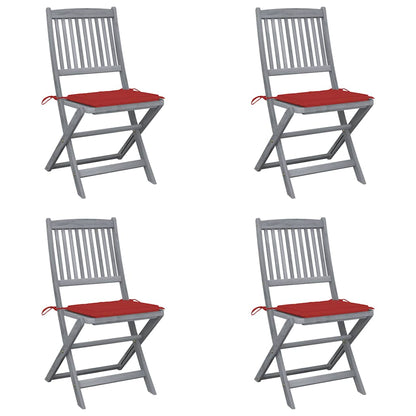 Klappbare Gartenstühle 4 Stk. mit Kissen Massivholz Akazie