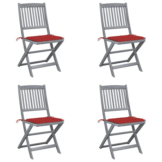 Klappbare Gartenstühle 4 Stk. mit Kissen Massivholz Akazie
