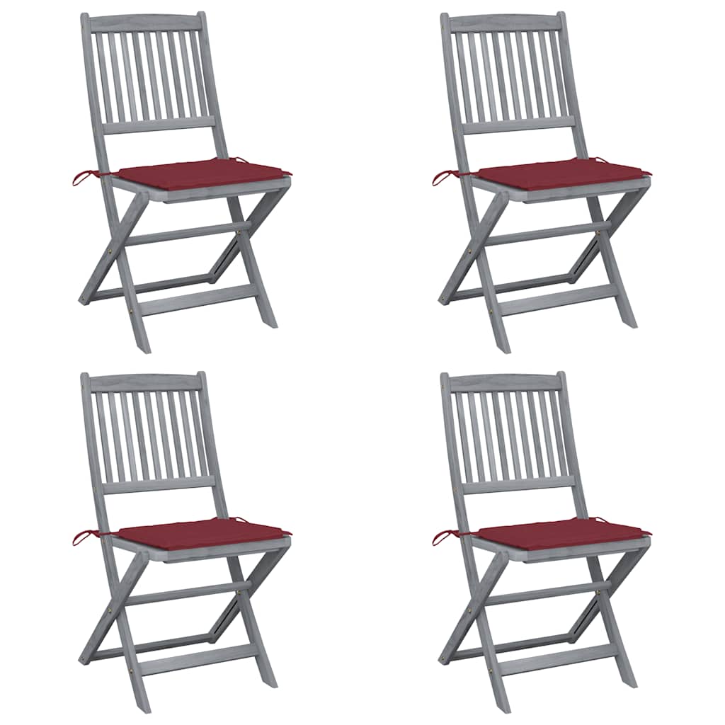 Klappbare Gartenstühle 4 Stk. mit Kissen Massivholz Akazie