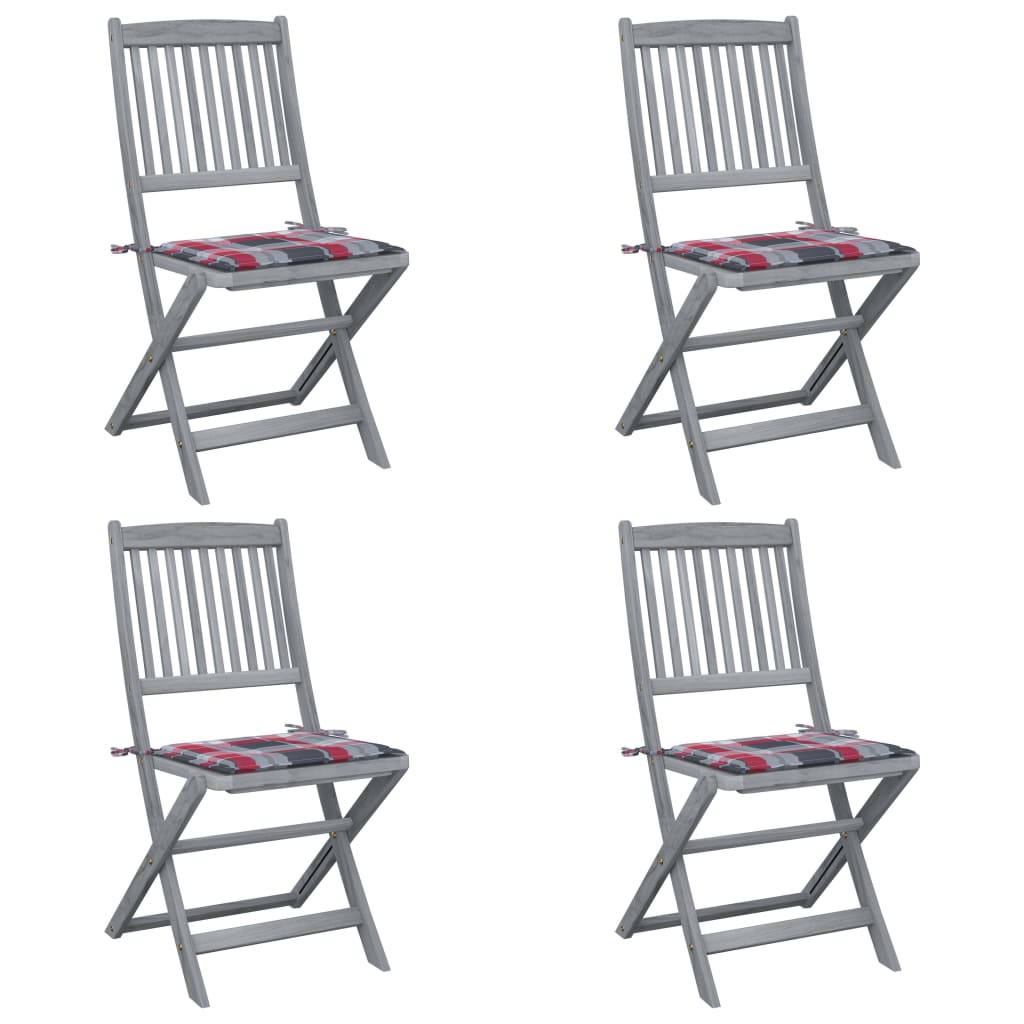 Klappbare Gartenstühle 4 Stk. mit Kissen Massivholz Akazie