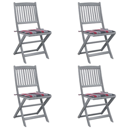 Klappbare Gartenstühle 4 Stk. mit Kissen Massivholz Akazie