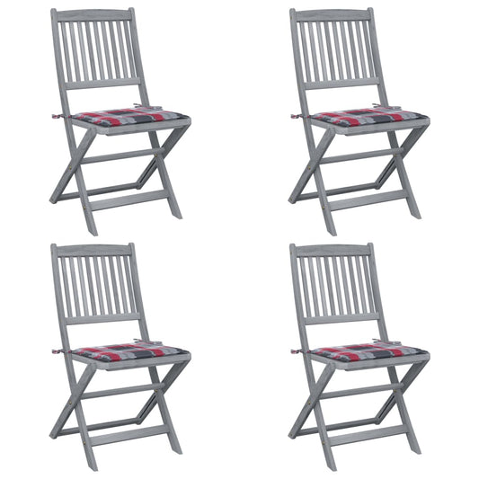 Klappbare Gartenstühle 4 Stk. mit Kissen Massivholz Akazie