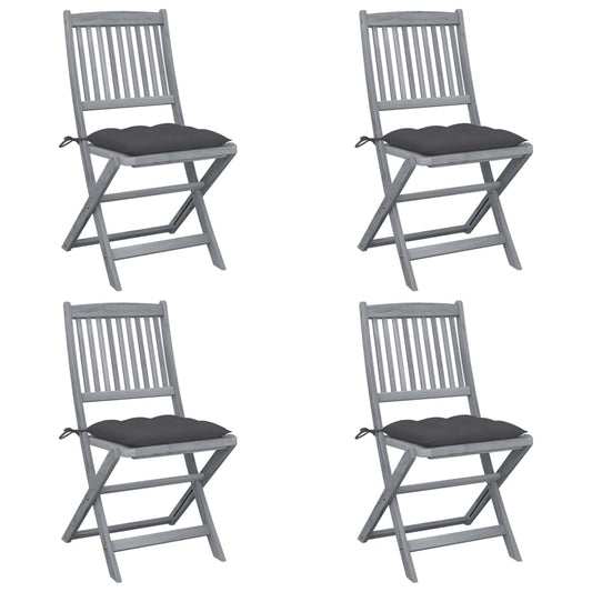 Klappbare Gartenstühle 4 Stk. mit Kissen Massivholz Akazie