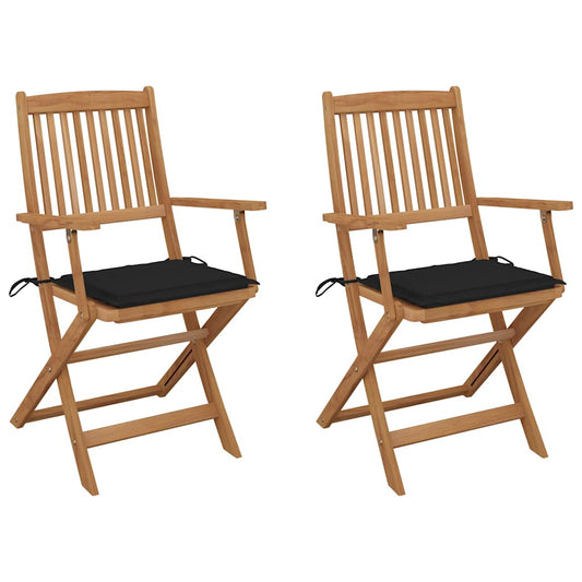 Klappbare Gartenstühle 2 Stk. mit Kissen Massivholz Akazie