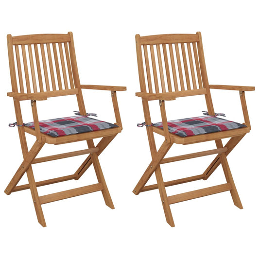 Klappbare Gartenstühle 2 Stk. mit Kissen Massivholz Akazie