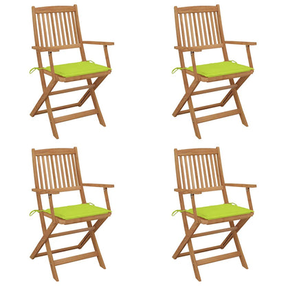 Klappbare Gartenstühle 4 Stk. mit Kissen Massivholz Akazie