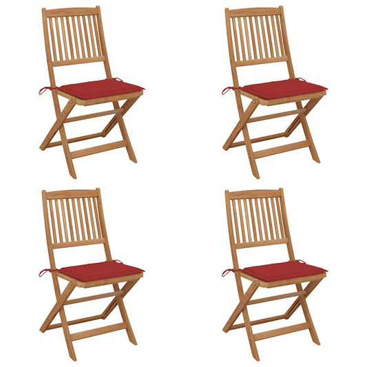 Klappbare Gartenstühle 4 Stk. mit Kissen Massivholz Akazie
