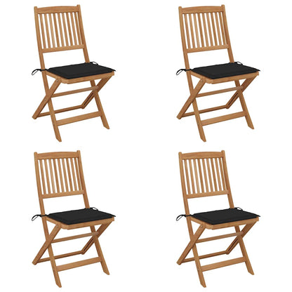Klappbare Gartenstühle 4 Stk. mit Kissen Massivholz Akazie