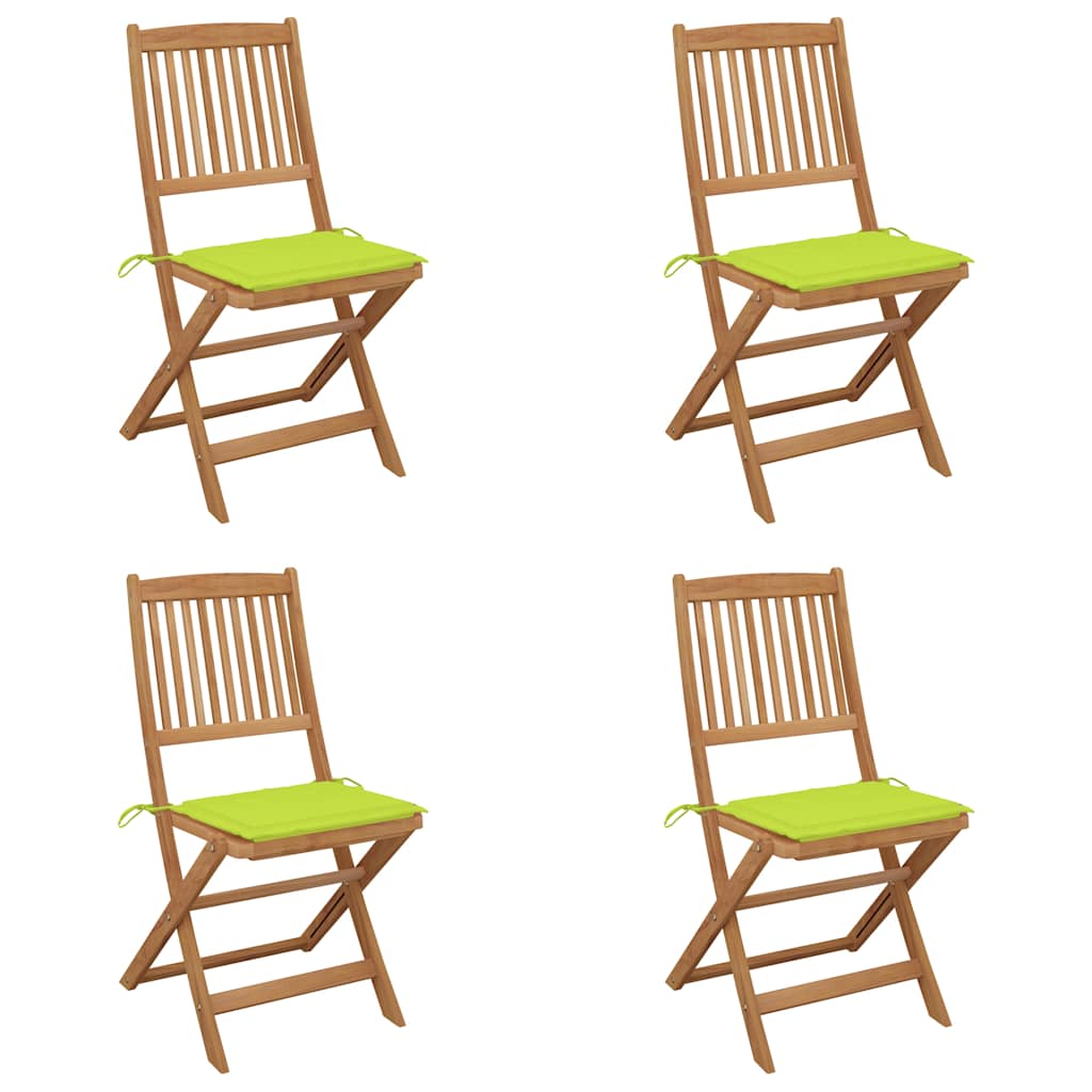 Klappbare Gartenstühle 4 Stk. mit Kissen Massivholz Akazie