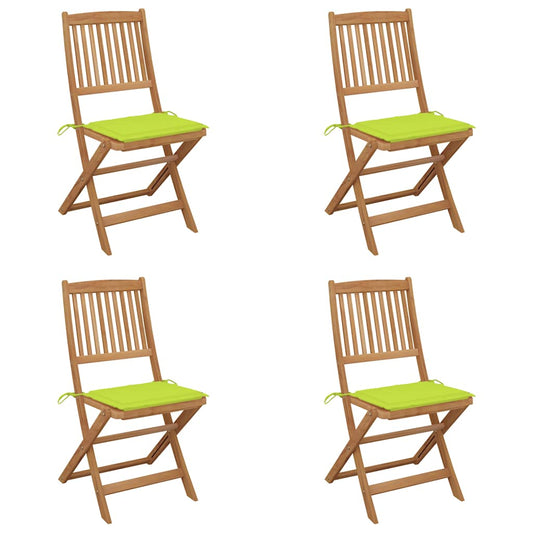 Klappbare Gartenstühle 4 Stk. mit Kissen Massivholz Akazie