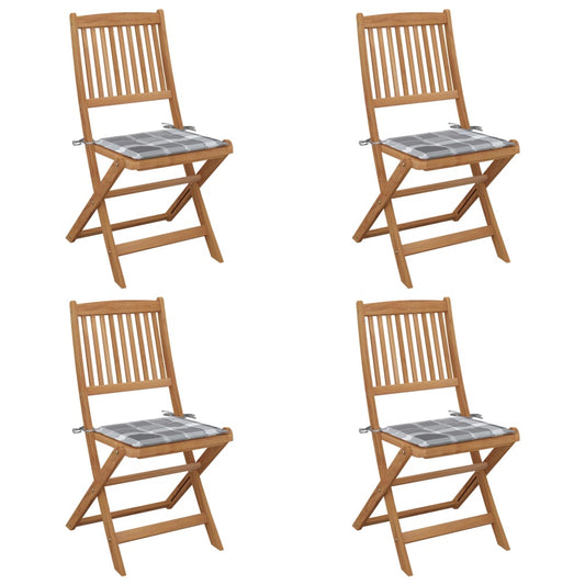 Klappbare Gartenstühle 4 Stk. mit Kissen Massivholz Akazie
